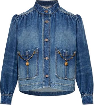 Chlo&eacute; High-Neck Gathered Jacket - Dames - Spijkerjassen - Blauw - S - Katoen - Jassen