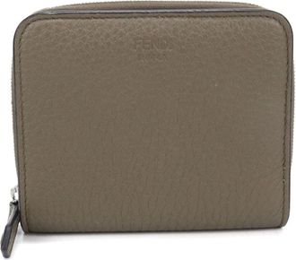 Fendi Gray Leather Wallet (Bi-Fold) (Pre-Owned)