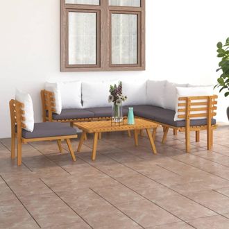 vidaXL Muebles De Jard&iacute;n 7 Piezas Con Cojines Madera Maciza De Acacia Vidaxl