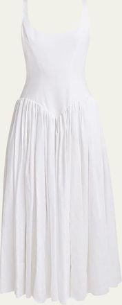 Gabriela Hearst Naia Sleeveless Linen Basque-Waist Maxi Dress