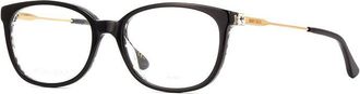 Jimmy Choo London Eyeglasses Rectangle Full Rim, Black/gold Frame And Clear Demo Lens Lens Jc30207T300