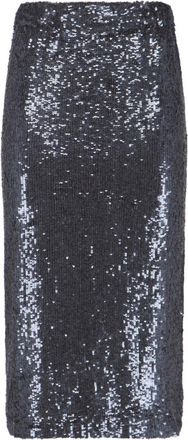 P.A.R.O.S.H. Straight Silhouette Black Sequin Midi Skirt