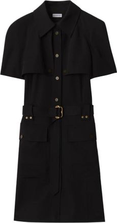 Burberry Wool Trench Dress - Dames - Shirt Kleedjes - Zwart - 2XS - Katoen - Kleedjes