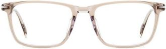 David Beckham 57mm Rectangular Optical Glasses in Beige Crystal at Nordstrom