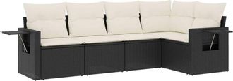 vidaXL Vidaxl - Set De Muebles De Jard&iacute;n 5 Pzas Y Cojines Rat&aacute;n Sint&eacute;tico Negro