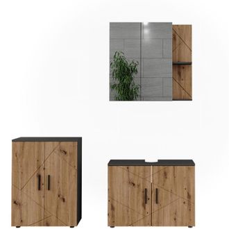 Vicco Set di mobili da bagno Irma, Antracite/Artisan, 3 parti, Vicco