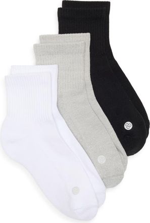Zella Assorted 3-Pack Half Crew Socks in White Multi at Nordstrom, Size 9-11