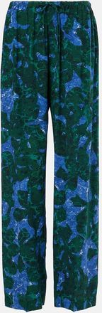 Dries Van Noten Pantaloni regular in seta con stampa floreale