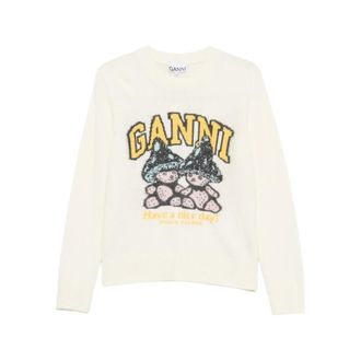 Ganni Dames, Truien, Wit, Maat: XS Wol
