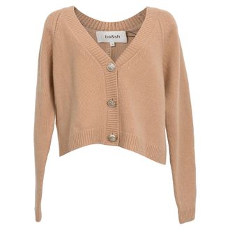 BA&SH Ba & Sh Carila Knitted Cardigan in Beige Cashmere