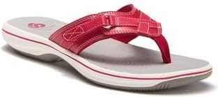 Clarks Breeze Sea Thong Sandal in Red Synthe at Nordstrom Rack, Size 10