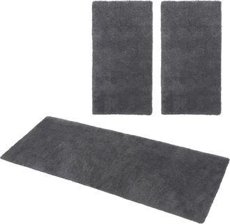 My Home Hochflor-Bettumrandung »Microfaser Teppich Magong, besonders weich, sehr feiner Flor« Höhe 25 mm 3 Stk. tlg. uni, einfarbiger Bettvorleger, Läufer-Set