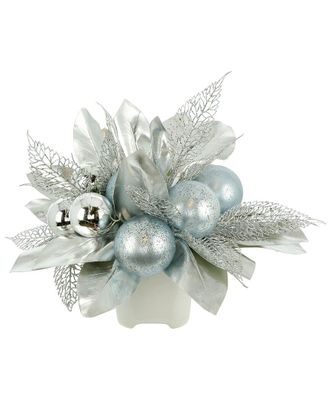 Creative Displays Inc. Ornament Holiday Arrangement With Glittery Leaves In A Ceramic Vase