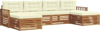 vidaXL Conjunto De Sof&aacute;s De Exterior 6 Uds. Natural Y Crema Vidaxl