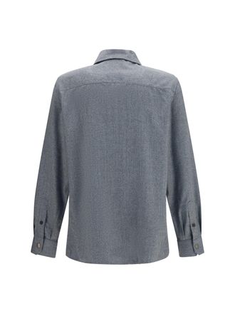 Brunello Cucinelli Mens Shirt Virgin Wool Grey Fleece (ovis Aries)