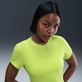 Nike Womens Nike Sportswear Chill Knit Cropped T-Shirt in Green | HF9538-389