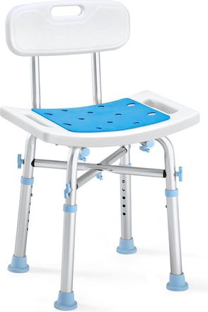 OEM Silla De Ducha De Alta Resistencia Con Respaldo Regulable En Altura, Asiento Acolchado De Eva Antideslizante, Soporta Hasta 226 Kg, Montaje Sin Herram
