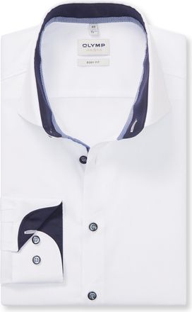 Olymp Businesshemd OLYMP Level Five body fit, Herren, Gr. 38, N-Gr, bunt (wei&szlig;, blau, kontrastfarbene details), Web, Obermaterial: 97% Baumwolle, 3% Elastol
