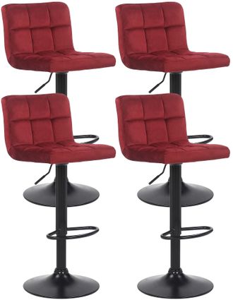 Clp Clp - Set De 4 Taburetes De Bar Feni En Terciopelo Rojo