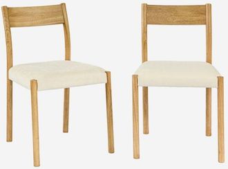 Sweeek Silla Bohemia De Madera De Hevea, Cuerdas Y Tela, Set De 2