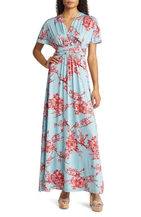 Kiyonna Vienna Maxi Dress in Cherry Blossom Print at Nordstrom, Size X-Large