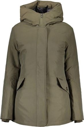 Woolrich Jacket met lange mouwen en capuchon - Dames - Winterjassen - Groen - XL - Katoen - Jassen
