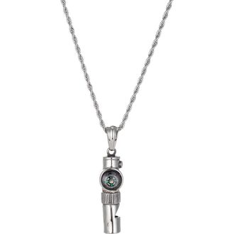 Eye Candy Los Angeles Lincoln Titanium Compass Pendant Necklace With Working Whistle in Silver at Nordstrom Rack