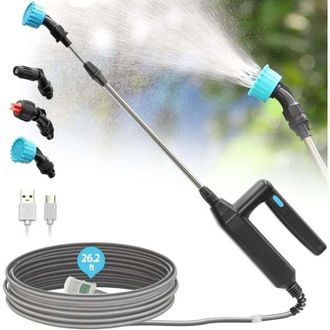 OEM Pulverizador El&eacute;ctrico De Jard&iacute;n Crezuo, Telesc&oacute;pico De 81 Cm, Mango De Riego Recargable De 7,4 V, 3 Boquillas Ajustables Y Filtro, Con Manguera De 8 