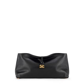 Elisabetta Franchi Tassen, Dames, Zwart, ONE Size, Leer, Boulevard Leren Clutch