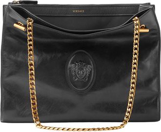 Versace Cabine Leather Shoulder Bag