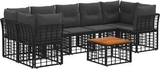 vidaXL Conjunto De Sof&aacute;s De Exterior 8 Uds. Negro Y Gris Oscuro Vidaxl