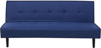 Beliani Beliani - Divano Letto a 3 Posti in Tessuto Blu Navy Senza Braccioli con Bottoni Visby