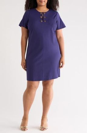 London Times Novelty Trim Shift Dress in Astra Laura at Nordstrom Rack, Size 14W