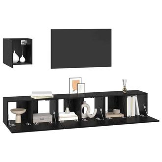 Berkfield Home TV Unit Set 4 pcs Black oak 60 x 30 x 30 cm Engineered wood