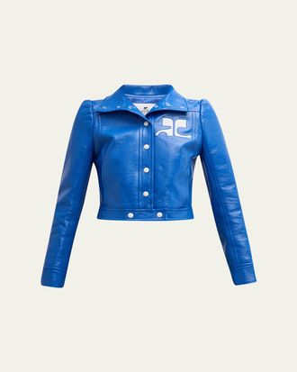 Courr&egrave;ges Textured Vinyl Crop Jacket
