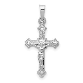 Diamond2Deal 14k White Gold Polished INRI Crucifix Pendant