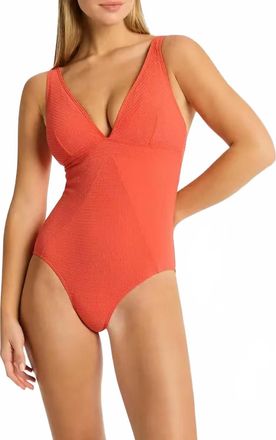 Sea Level Australia Messina Panel Line One Piece Swimsuit In Flame