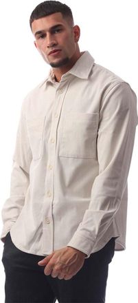 HUGO BOSS Mens Collared Neck Long Sleeve Regular Fit Shirt in Open White - Size X-Large