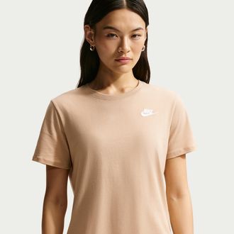 Nike Womens Nike Sportswear Club Essentials T-Shirt in Brown | DX7902-286
