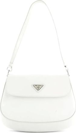 Prada Cleo Flap Shoulder Bag Spazzolato Leather Small hobo bag - Wit