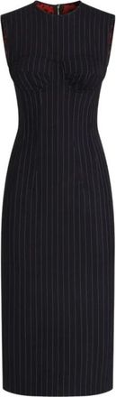 Dolce & Gabbana Gestreepte Wol Sheath Jurk - Dames - Casual kleedjes - Zwart - L - Wol - Kleedjes