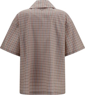 Prada Womens Short-Sleeved Check Shirt Alabastro+sabbia Cotton