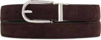 Kazar Bruine dubbelzijdige riem gemaakt van twee soorten leer - Dames - Riemen - Bruin - 80 CM - Leer - Accessoires