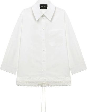 Simone Rocha lace-trimmed pocket shirt - women - Fabric - 14 - White