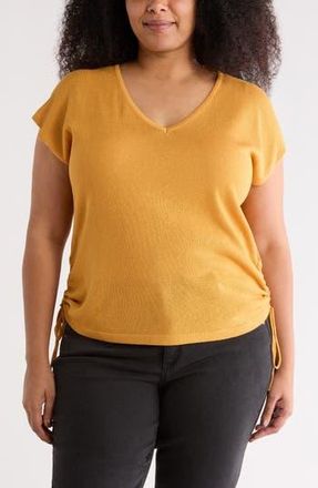 Max Studio Ruched Cap Sleeve Sweater in Persimmon at Nordstrom Rack, Size 3X