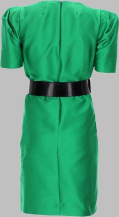 P.A.R.O.S.H. Satin with Self-Tie Belt Dress - Green
