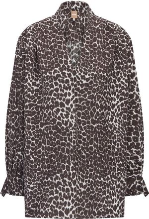 HUGO BOSS Womens Lalene Top in Leopard Silk - Size 6 UK