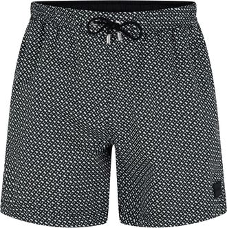 HUGO BOSS Mens Ciro All-Over Logo Swim Trunks, Black
