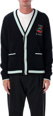Casablanca Mens Casa Mountain Temple Cardigan - Black Merino - Size Large
