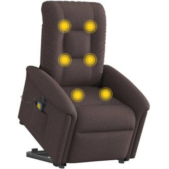 vidaXL Vidaxl - Sill&oacute;n Masaje El&eacute;ctrico Reclinable Elevable Tela Marr&oacute;n Oscuro